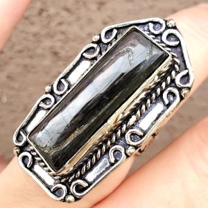New Oversized Hypersthene 925 Silver Ring.